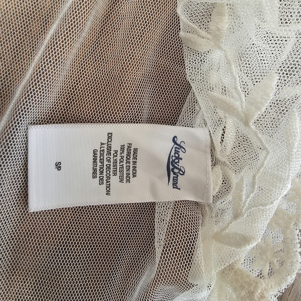 Lucky Brand Sheer White Embroidered Blouse - Picture 3 of 3